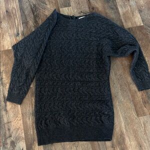 Joan Vass Charcoal Cable Knit Sweater